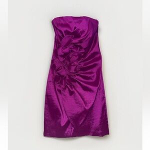 NWT VTG Jessica McClintock Fuchsia Strapless Dress Sz 6 (4) XS S Flower 90s READ